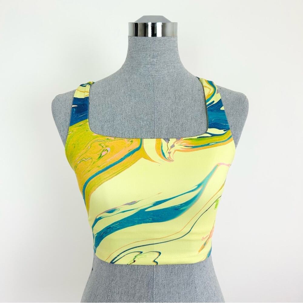 Nike‎ Yellow and Blue Swirl Marble Aurora Bra Top